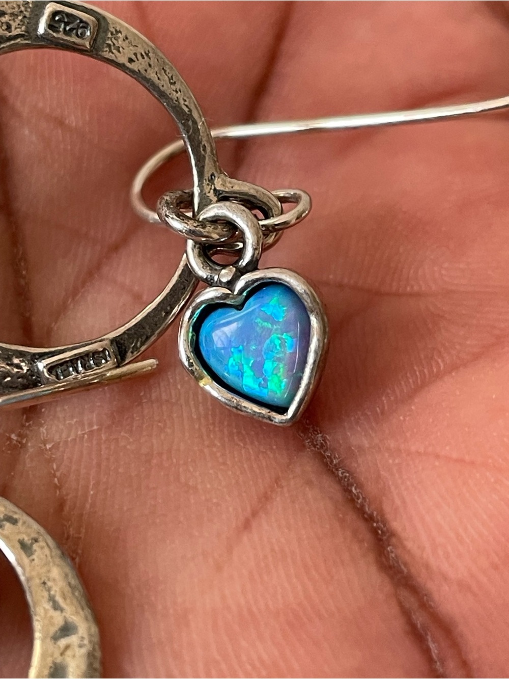 Sterling Silver & Opal Earrings - Picture 3 of 5